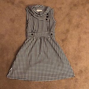 Houndstooth Cowl Neck Dress